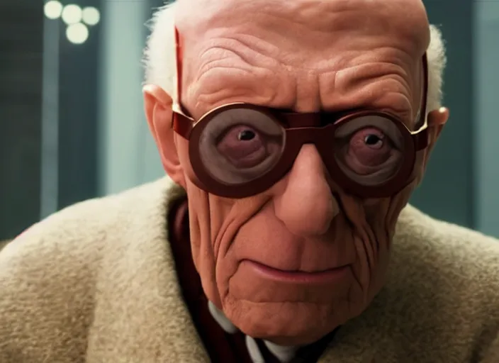 Image similar to film still of real life professor farnsworth in the scifi movie, 4 k