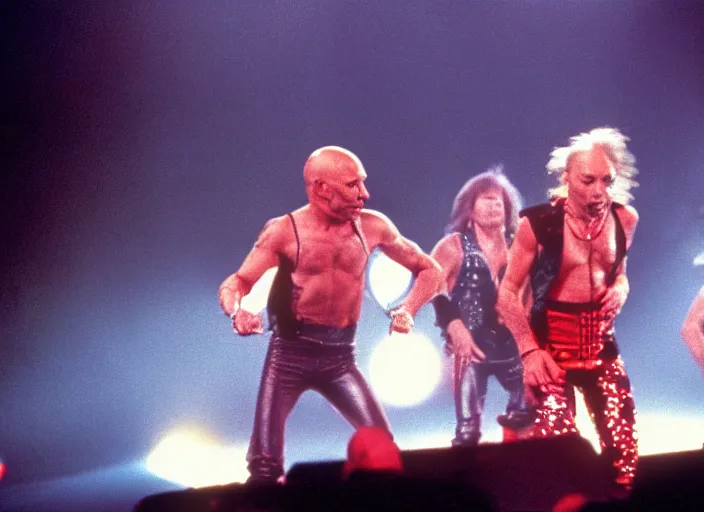Image similar to publicity photo still of patrick stewart in motley crue live on stage 1 9 8 8, 8 k, live concert lighting, mid shot