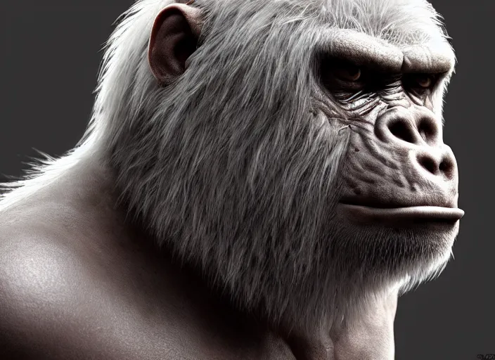 Prompt: extremely scary angry old tough rough looking albino warrior gorilla. scars, scary, gruffness, interesting 3 d character concept by square enix, in the style of league of legends, hyper detailed, cinematic, final fantasy, character concept, ray tracing, fur details, maya, c 4 d, artstation