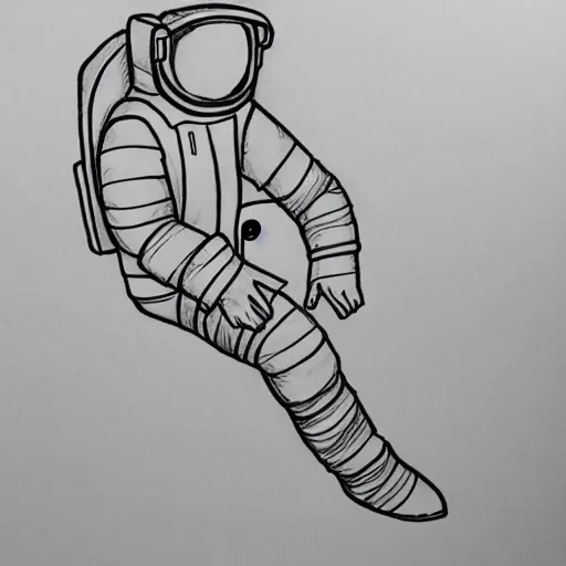 Image similar to Medium shot of an astronaut relaxing in space, minimalistic, pencil sketch, line art, coloured pencil sketch,