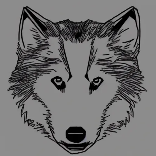 Image similar to wolf template base sketch, sideways view, simple, no color, high quality, HD, 8K