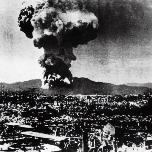 Prompt: atomic bomb explosion in hiroshima