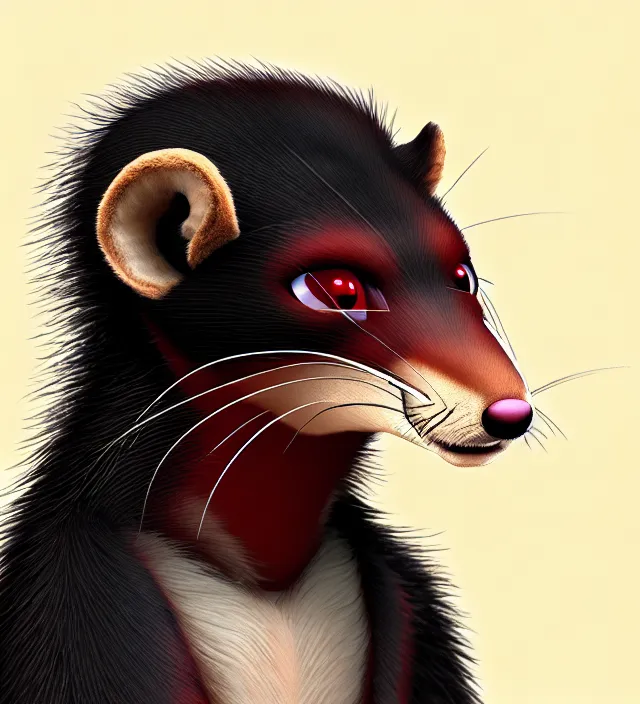 Image similar to furry - male - red - black - weasel - detective - fursona, ray tracing, photorealistic, trending on weasyl