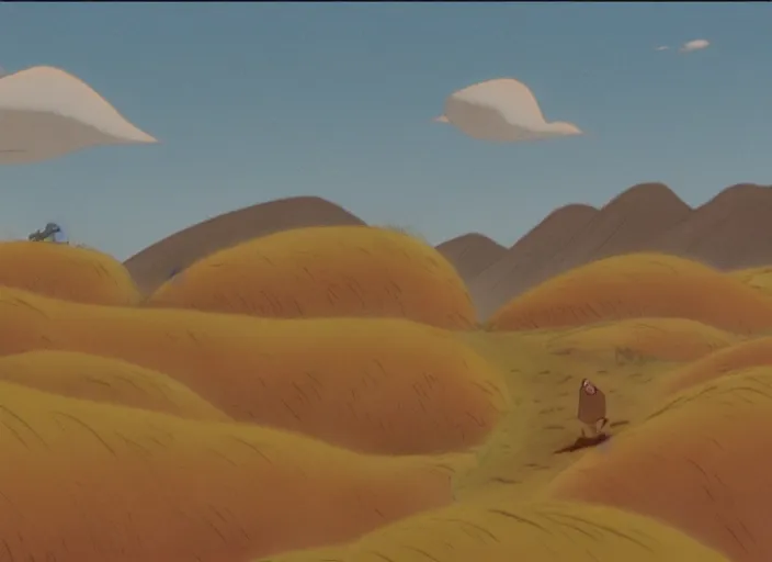 Image similar to endless bland pale wheat sloping landscape by bill watterson from mulan ( 1 9 9 7 )