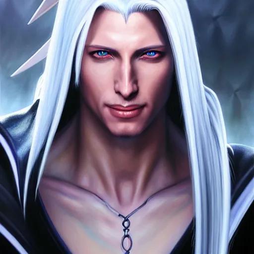 Image similar to a _ fantasy _ style _ portrait _ painting _ of _ sephiroth _ oil _ painting _ unreal _ 5 _ daz. _ rpg _ portrait _ extremely _ detailed _ artgerm _ greg _ rutkowski _ greg