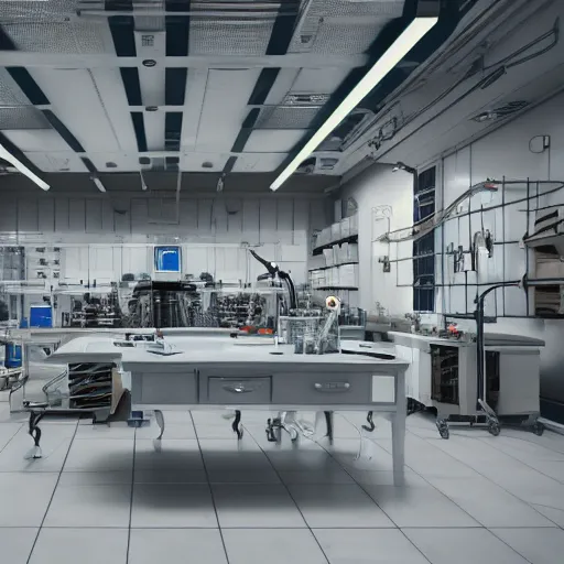 Image similar to 8 k hd detailed octane render of the laboratory of a mad scientist