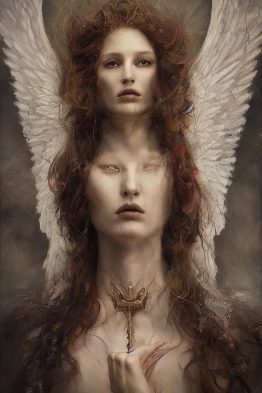 Prompt: a single portrait of the archangel raphael by Jovana Rikalo, by ruan jia, by austin osman spare, by tom bagshaw, a delicate oilpainting, highly ornamental