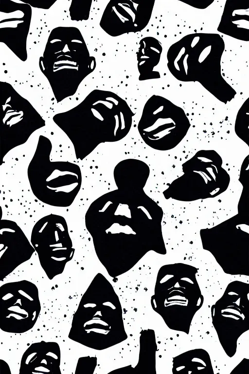 Image similar to minimalist watercolor biggie smalls faces pattern on white background, illustration, vector art