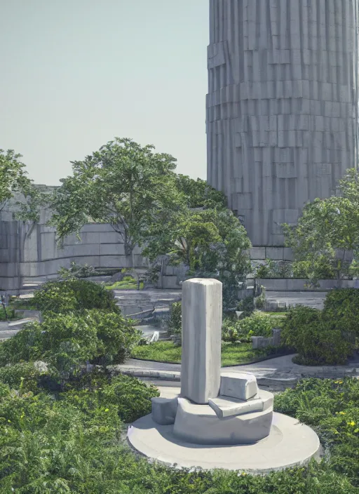 Image similar to highly detailed realistic architecture 3 d render of a futurisctic stele made from stacks of coins standing in a city park, archdaily, made in unreal engine 4 octane render