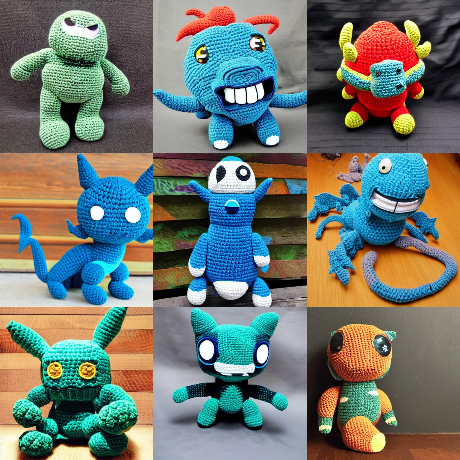 Prompt: kaiju crochet plushie