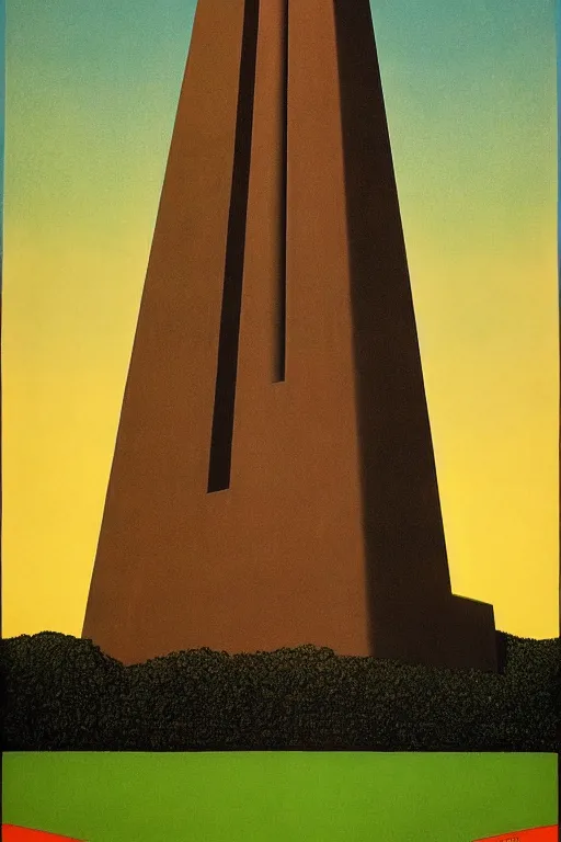 Image similar to Bauhaus Poster by Richard Corben, by René Magritte, greek doric column brutalist spomenik structure, surrealism