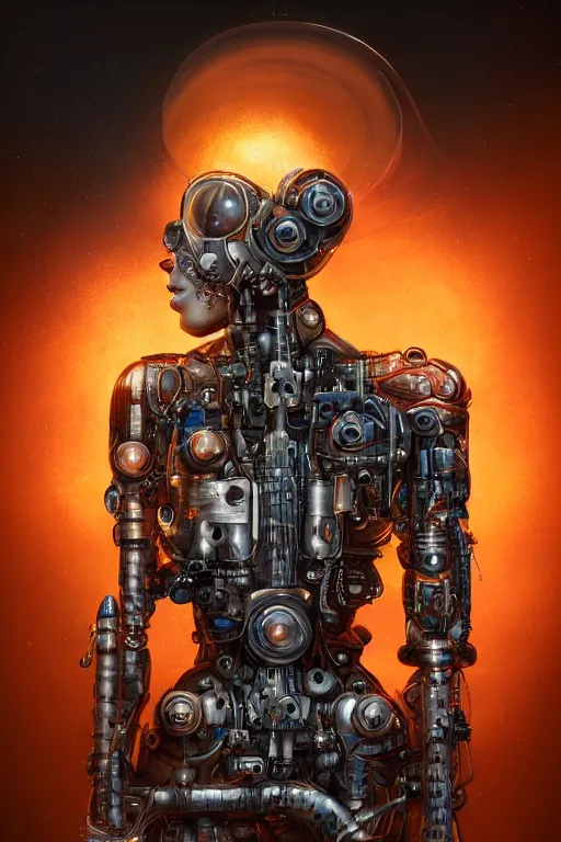 Prompt: a beautiful ultra detailed fine art portrait of a futuristic mechanical cybernetic firefighter cyborg, by tom bagshaw and anna dittman, studio lighting, firefighter, golden ratio composition, 3 5 mm lens, cybernetic scifi, deep depth of field, artstation, 8 k