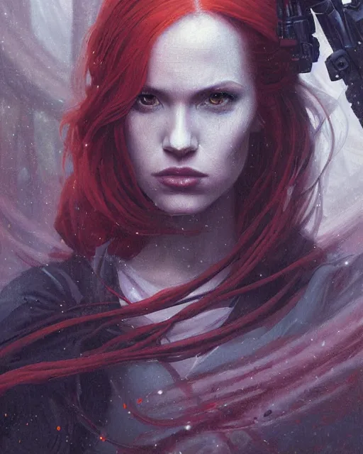 Image similar to detailed painting of mara jade, science fiction, intricate, deep focus, ethereal, greg rutkowski, magali villeneuve and monet