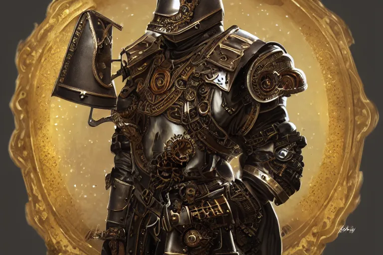 Image similar to steampunk paladin, full body portrait, octane render, 4k, extremely ornate armor and shield, highly intricate