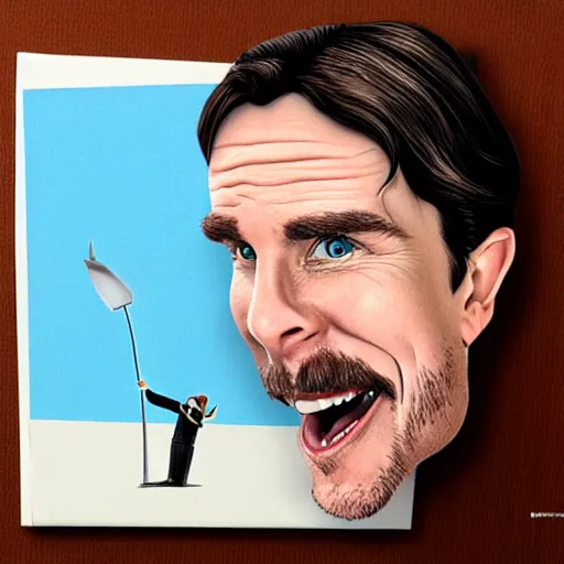 Image similar to caricature of christian bale, professional, silly