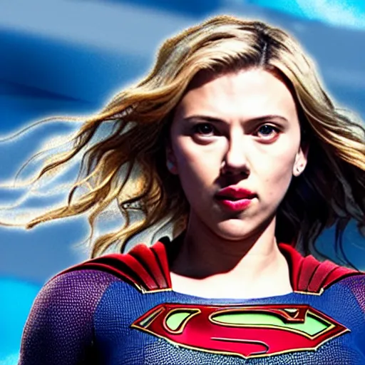 Prompt: photo of scarlett johansson as supergirl, low quality