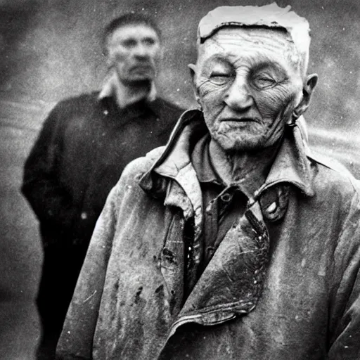 Image similar to the last photo of a survived ukrainian after the start of a nuclear war