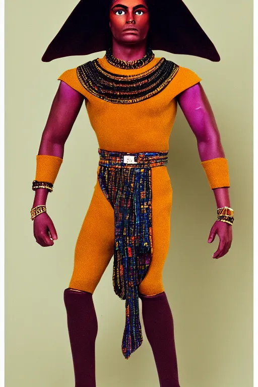 Image similar to full - length portrait of horus lupercal, fashion color studio lighting, 3 5 mm, close - up