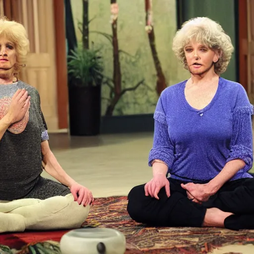 Prompt: Sam Harris meditating with the Golden Girls