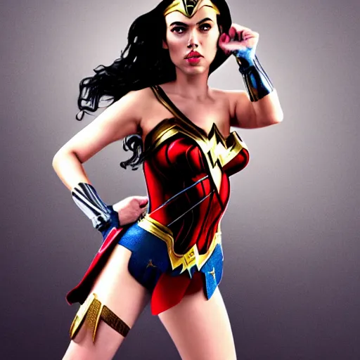 Prompt: scarlett johansson as wonder woman, full body shot, high detail