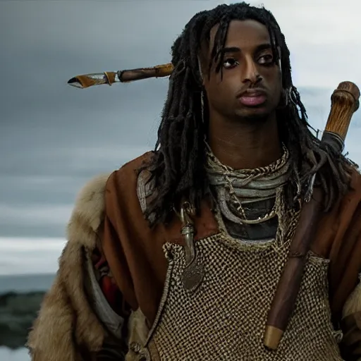 Image similar to playboi carti in vikings 4 k the detailed super realistic