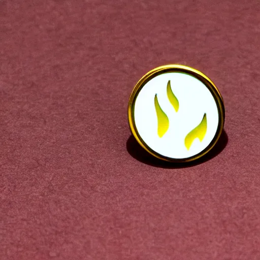 Image similar to a photo of a retro 1 9 6 0 s minimalistic plain fire flames enamel pin, studio lighting, behance