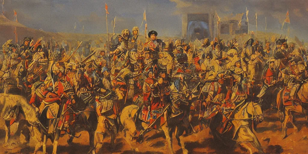 Image similar to timur siege of samarkand, oil painting