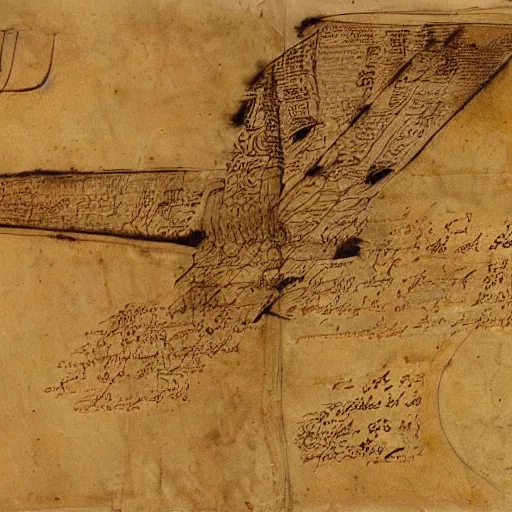 Image similar to ancient da vinci manuscript with pictures of airplanes