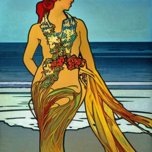 Prompt: a golden crown half berried at the beach : : cellulose : : 1 dusk : : 1 alphonse mucha : : 1