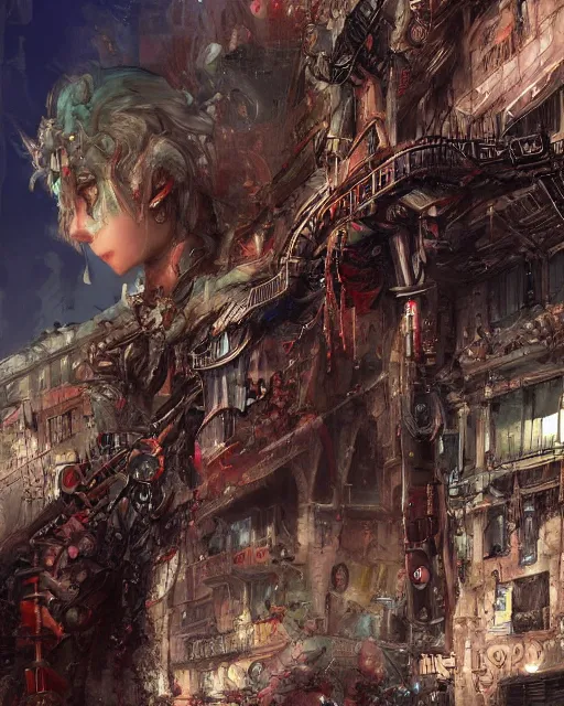 Image similar to Naples by Yoshitaka Amano 4k hyper detailed trending on artstation