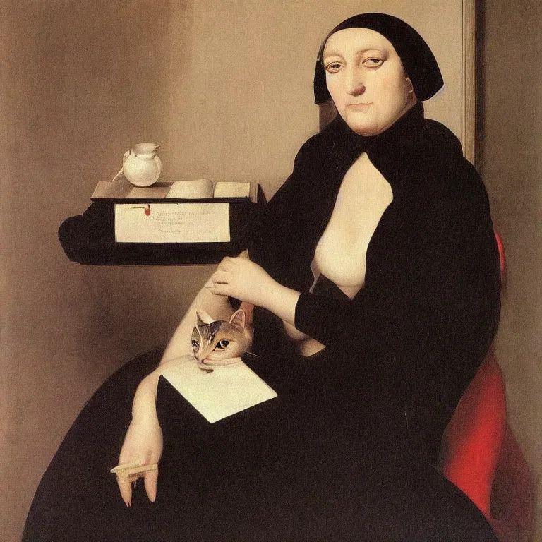 Elegant portrait of the old cat lady. Painting by | Stable Diffusion ...