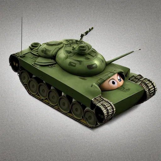 Prompt: very cute Abrams tank, disney pixar Cars character concept artwork, big eyes, 3d concept, high detail iconic character for upcoming film, 8k octane render