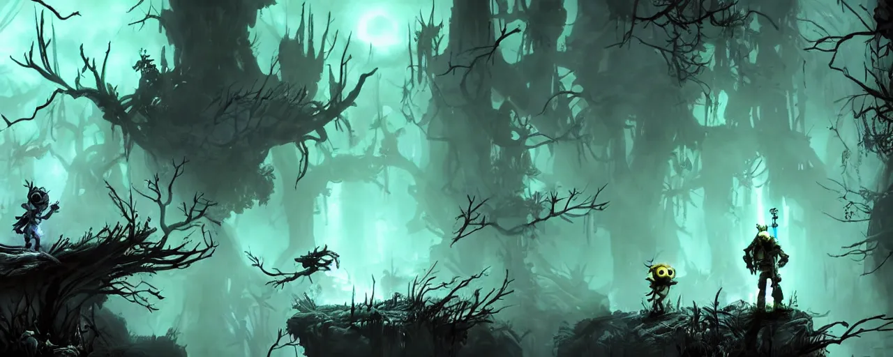 Prompt: fallout 3 in the style of ori and the blind forest