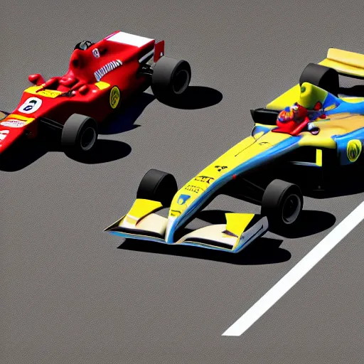 Image similar to Ferrari 2022 formula 1 car surrounded by clowns, DSRL photo, realistic