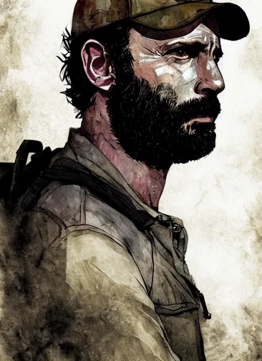 Image similar to portrait, Rick Grimes from The Walking Dead in the South Park universe, watercolor, dramatic lighting, cinematic, establishing shot, extremely high detail, foto realistic, cinematic lighting, digital art, vector, by Yoshitaka Amano, Ruan Jia, Kentaro Miura, Artgerm, post processed, concept art, artstation, matte painting, style by eddie mendoza, raphael lacoste, alex ross