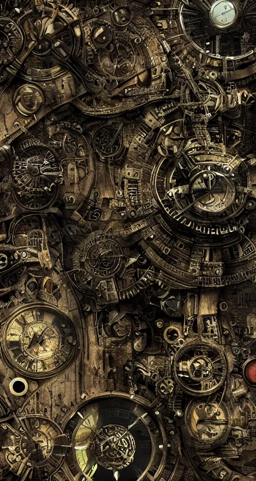 Image similar to steampunk matrix, stopped in time, atmospheric, ominous, eerie, cinematic, Epic, 8k, 4k, ultra detail, ultra realistic, 85mm lens