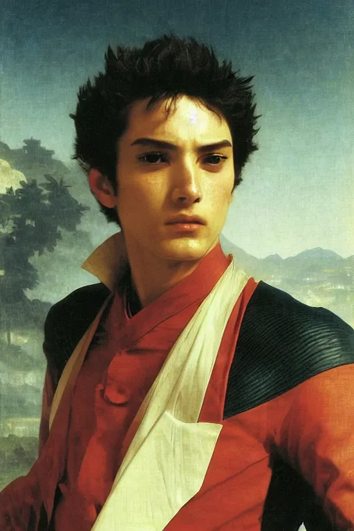 Image similar to portrait of a kamen rider rx, majestic, solemn, by bouguereau