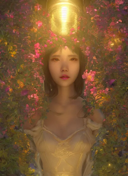 Prompt: iu, smooth vibrancy, high detail texture, lighting, 8 k, hyper detailed, digital art, trending in artstation, cinematic lighting, studio quality, smooth render, unreal engine 5 rendered, octane rendered, art style by popularity _ choi and klimt and nixeu and ian sprigger and wlop and krenz cushart