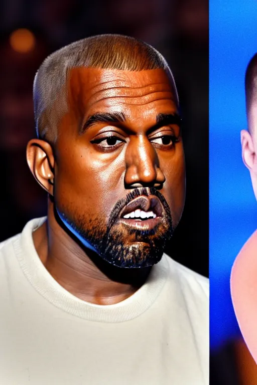 Prompt: kanye west and pete davidson celebrity death match