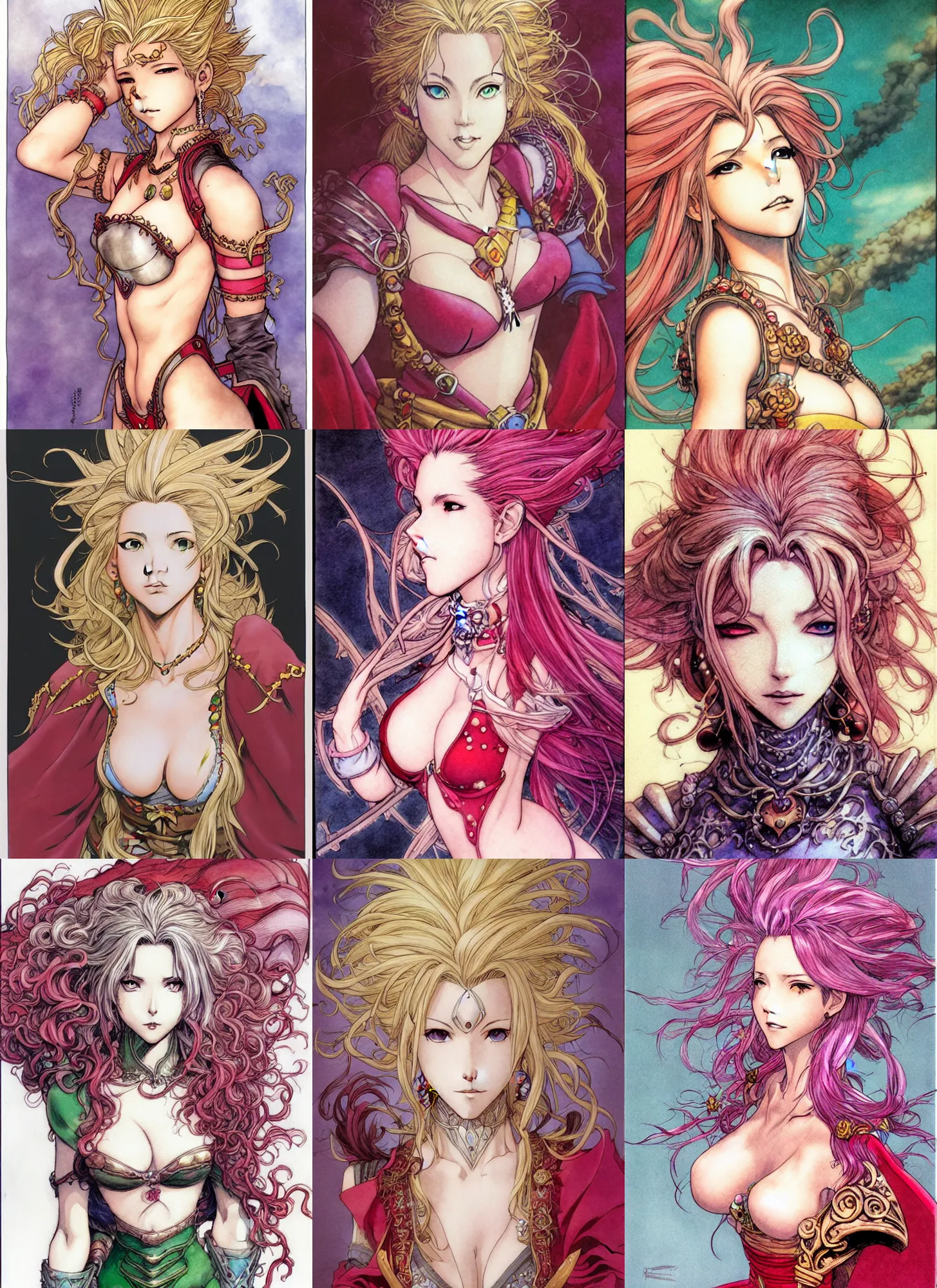 Prompt: terra branford! final fantasy vi! moebius, milo manara, hugo pratt, french comic art, semi - realistic anime, portrait, beautiful face, symmetrical face, trending on pixiv, detailed, clean lines, sharp lines, crisp lines, award winning illustration, masterpiece, 4 k