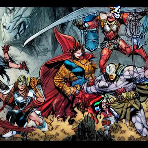 Image similar to Dungeons and Dragons cover by jim lee, marvel comics