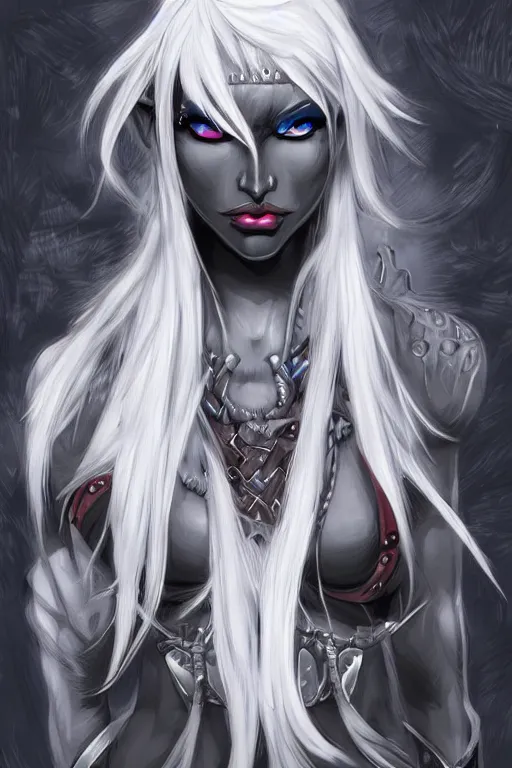 Prompt: a drow warrior, highly detailed, digital art, sharp focus, trending on art station, dungeons and dragons, anime art style