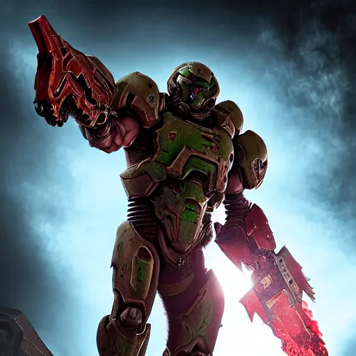 Image similar to doom slayer from doom eternal, photography