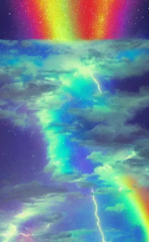Image similar to galactic rainbow lightning water