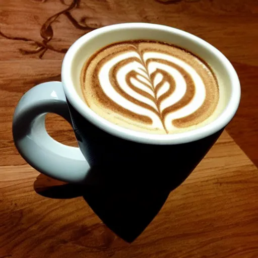 Prompt: most attractive cup of flat white coffee ever, with a labyrinth drawn in the foam