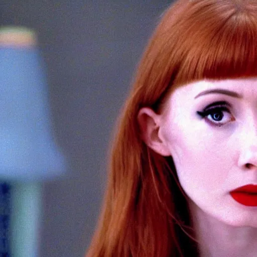 Prompt: a still of Karen Gillan in Twin Peaks (1990)