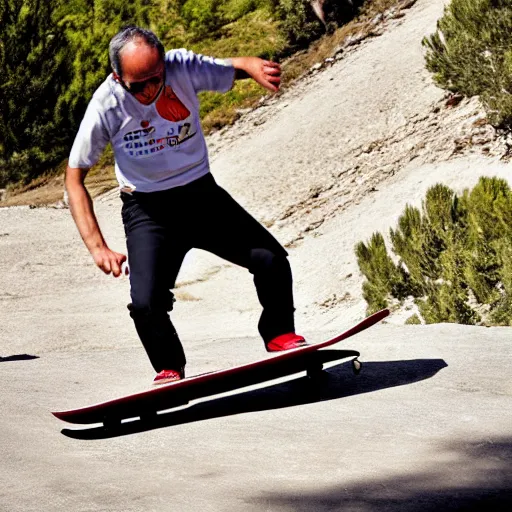 Image similar to francisco franco doing skatboard in el valle de los caidos ( spain )