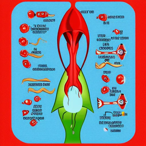 Prompt: anatomical illustation of a rocket ship with a blood circulatory system