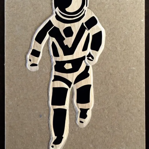 Image similar to wood cut of astronaut in space