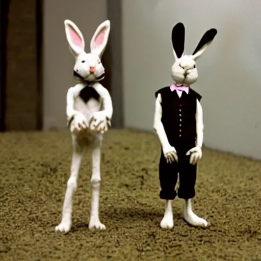 Prompt: the rabbit donnie darko, claymation,